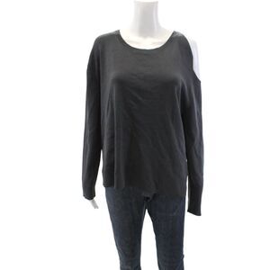 Hotel Particulier Womens Crew Neck Long Sleeve Knit Blouse Top Dark Gray Size S